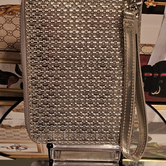 Tory Burch Silver Metallic  Wristlet